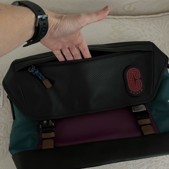 Coach black and purple messenger retro bag and sea green canvas. NWT - Picture 4 of 16